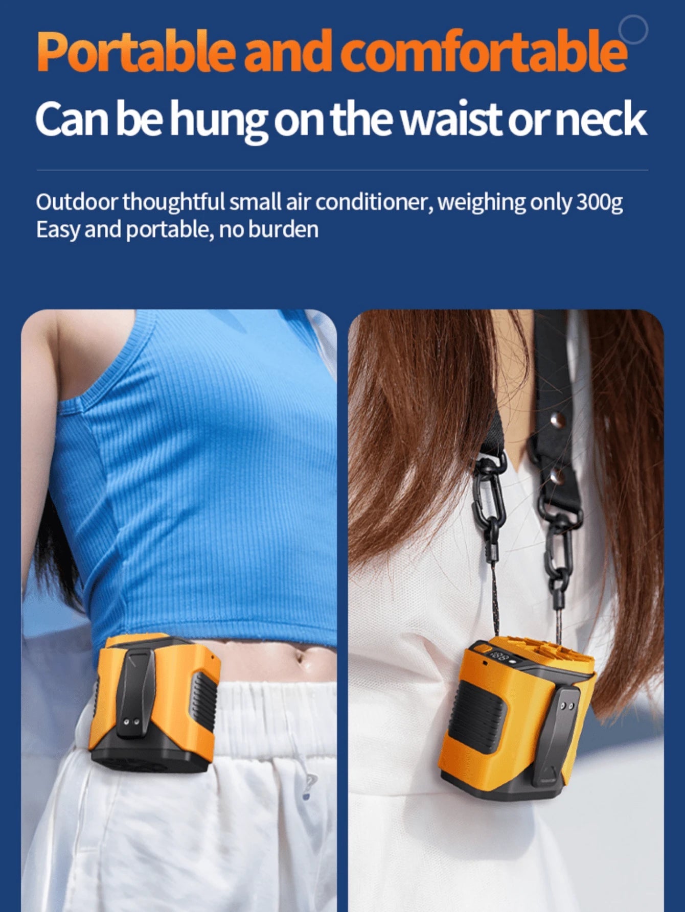 Outdoor whole-body cooling fan features